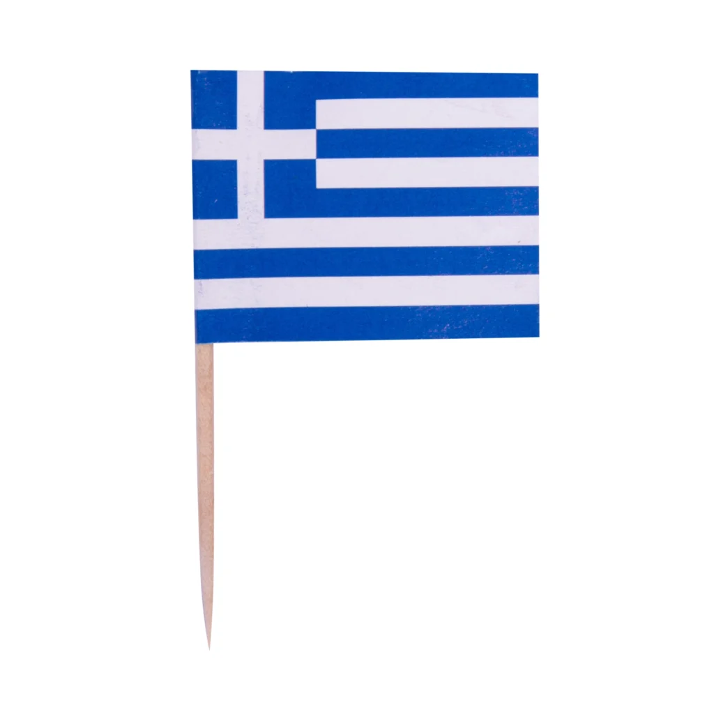 Οδοντογλυφίδες ξύλινες με ελληνική σημαία 500 τεμ. - Image 1