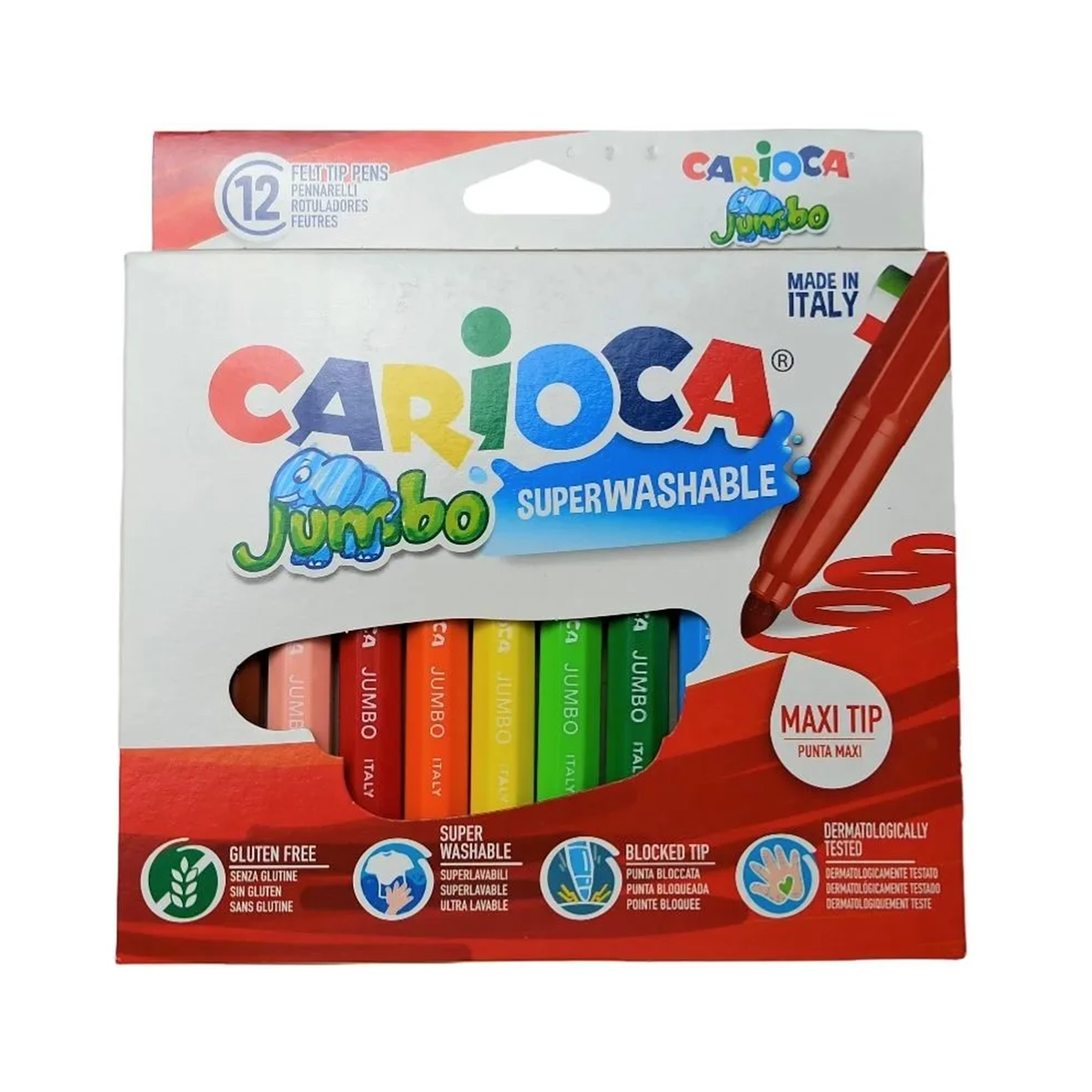 markadoroi-zografikhs-carioca-jumbo-super-washable-set-12tem-new-1 Μαρκαδόροι ζωγραφικής Carioca Jumbo Super Washable σετ 12 χρώματα (χωρίς γλουτένη) - Image 1