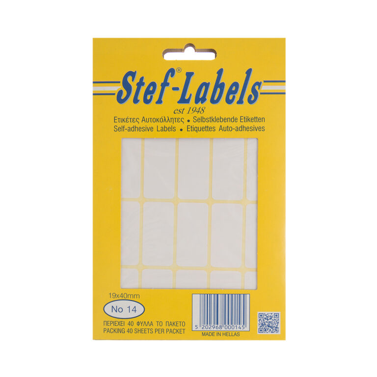 Αυτοκόλλητες ετικέτες Stef-Labels No. 14 20-ορθογώνιες 19x40mm 40 φύλλα