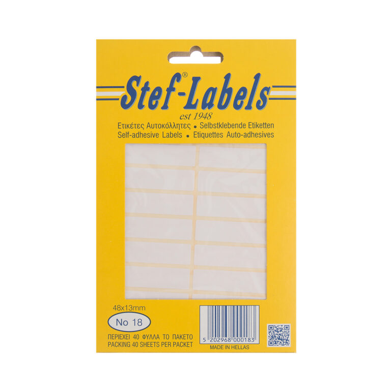 Αυτοκόλλητες ετικέτες Stef-Labels No. 18 20-ορθογώνιες 48x13mm 40 φύλλα