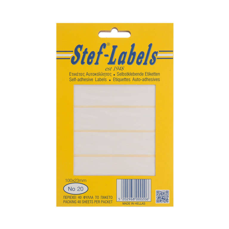 Αυτοκόλλητες ετικέτες Stef-Labels No. 20 6-ορθογώνιες 100x23mm 40 φύλλα