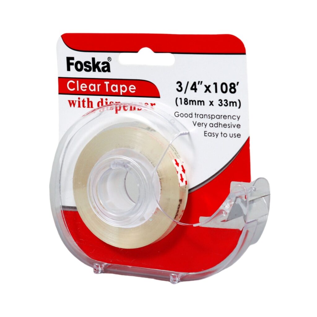 Σελοτέιπ διάφανο 18mm Foska Clear Tape 33 μ. με βάση - Image 1