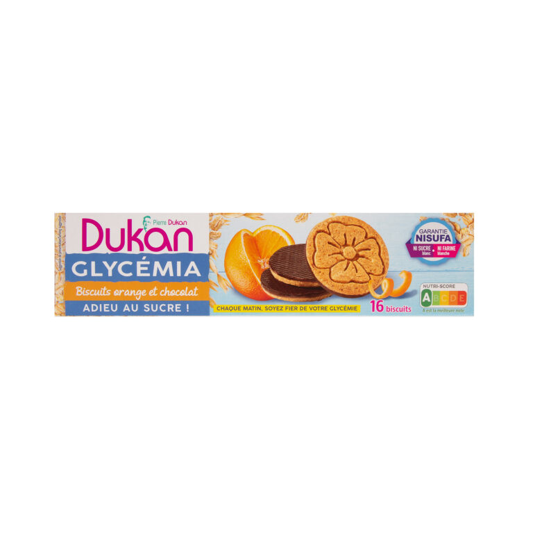Dukan Glycemia μπισκότα βρώμης πορτοκάλι με σοκολάτα χωρίς ζάχαρη 160 γρ.