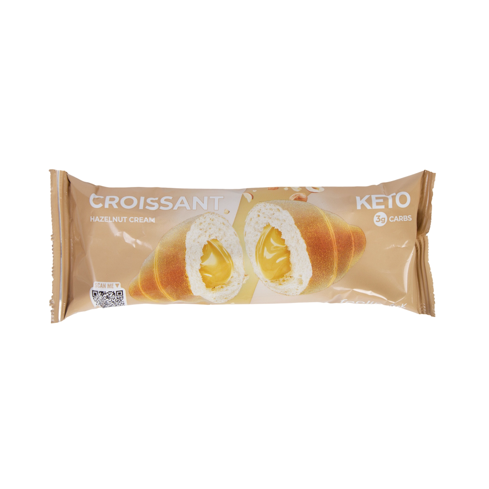 TU4A1178 Κρουασάν με πραλίνα φουντουκιού πρωτεϊνικό, με χαμηλούς υδατάνθρακες Feeling OK Hazelnut Cream 65 γρ. - Image 1