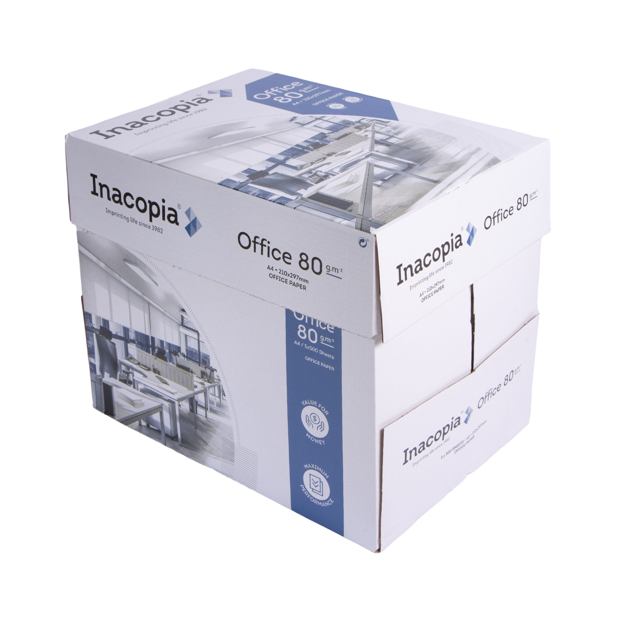 Χαρτί Α4 φωτοτυπικό Inacopia Office 80g/m κουτί 5x500φ