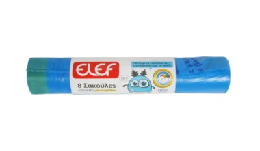 Σακούλες απορριμάτων μπλε Elef με κορδόνι 70x95εκ-100L & άρωμα πούδρα 8 τεμ.