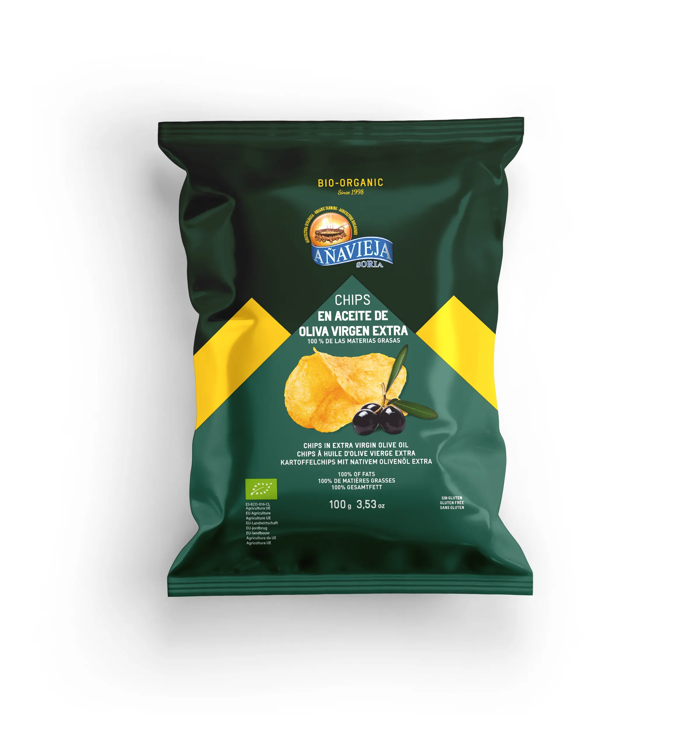 chips-aceite-oliva-virgen-extra-100g Τσιπς Anavieja Soria με ελαιόλαδο χωρίς γλουτένη ΒΙΟ 100 γρ. - Image 1